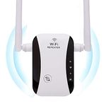 WiFi Extender Signal Booster, 2.4GHz 300Mbps high Transmission WiFi Range Extender, Wireless Internet WiFi Repeater with up to 2640 Sq.ft 2 Antennas 360° Full Coverage Access Point