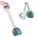 Navaris Dog Pooper Scooper M - Cat, Horse Poop Scoop w/Dense Closure & Smooth Button - Ideal for Dogs & Cats - Long Handled Durable Garden Poo Picker Upper - Deep Green, Medium