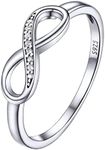 Cubic Zirconia Infinity Mom Rings For Women Sterling Silver Jewelry Size 10 Love Knot Ring