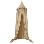 Wonder Space Kids Bed Canopy with Ruffles, Pastel Neutral Color for Boys & Girls, Frilled Cotton Tent Nursery Room Baby Crib Hanging Curtain Mosquito Netting Children Reading Nook Decoration (Khaki)