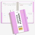 RETTACY 2025 Planner, Bullet Dotted Journal Style, Weekly and Monthly Planner, Jan 2025 - Dec 2025, Medium 7.6" × 10", 2025 Calendar, 12-Monthly Tabs, Flexible Plastic Cover (Purple)