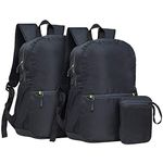 FATMUG Travel Backpack For Casual Trips -Foldable, Light-weight (25 L, Black)- Set of 2