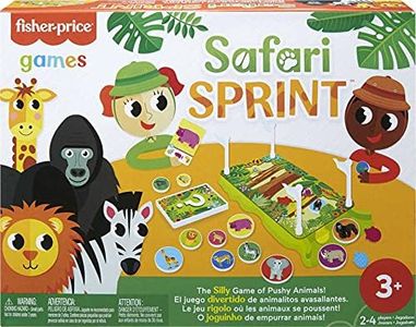 Safari Sprint Fisher-Price Kids Pre-School Game with Jungle-Themed Track, Hedgehog Pieces and Cards with African Animal Facts, 2 to 4 Players, Ages 3 Years & Older