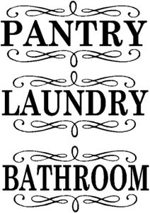 BERRYZILLA Pantry Laundry Bathroom Decal Set for toilettes Restroom Closet Door Wall Art Decor Vinyl Lettering Sticker