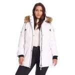 Alpine North Glacier Women’s Vegan Down Winter Coat with Faux Fur Hood - Parka Jacket for Women (White, Large)