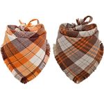 KZHAREEN Fall Dog Bandana Autumn Thanksgiving Plaid Reversible Triangle Bibs Scarf Accessories for Dogs Pets, Pattern 2