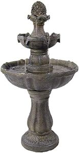 Sunnydaze 2-Tier Pineapple 33-Inch Solar Water Fountain with Battery Backup - Submersible Pump - Polyresin and Fiberglass