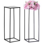 Nuptio Black Vase Plant Stand - 2 Pcs 80cm Tall Flower Vases for Wedding Birthday Party Centrepieces - Metal Column Display Table Rack Indoor Corner Flower Stand for Home Living Room Decorations