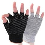 YL TRD V 2 Packs of Non Slip Fingerless Yoga Gloves (Black&Grey with Black dots)