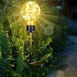 GIGAWATTS GW-907 Solar Outdoor Ball Lamp 20 LED Lightbulb Stake Lantern with 2V Panel 600 mAh Battery BIS Approved IP65 Waterproof Decorative Light for Garden Yard (Pack of 1, Warm White)