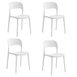 Set Of 4 Modern Style indoor outdoor Modern Retro Dining Garden Stackable Chairs (White)