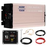 XWJNE 1500W/3000W Power Inverter 12V DC to 230/240V AC Pure Sine Wave Car Converter with 2 AC Sockets and 1 5V USB Port with Remote Control and LED Display suiable for Car, RV, Truck and Camping