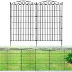 12 Panel No Dig Decorative Garden Fence - 107cm H x 7.8 m L, Tall Animal Barrier for Dogs Rabbits, Rustproof Metal Wire Panels for Yard, Patio, and Outdoor Border Use
