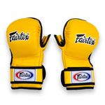 Fairtex FGV15 MMA Sparring Gloves | Double Wrist Wrap Closure | Made from Premium Quality Leather | Light Weight & Shock Absorbent (Yellow, Large)