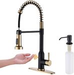 Touchless Kitchen Faucet ， KEER Smart Motion Sensor Hands Free Single Handle spring kitchen sink faucet with Pull Down Sprayer,Matte Black Gold