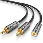 J&D RCA to Aux Adapeter RCA to 3.5mm Female Cable, RCA Cable Gold Plated Copper Shell Heavy Duty 3.5mm Female to 2 RCA Male Stereo Audio Adapter Cable, 4 Feet