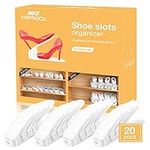 Shoe Slots Organizer 20 Pack, Adjustable Shoe Storage Organizer Shoe Stand Space Saver, Double Deck Closet Shoe Rack Holder for Organization (White)