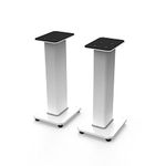 Kanto SX22W Universal Fillable Speaker Floor Stands for Bookshelf Speakers | 22" Tall | Adjustable Isolation Feet | Dedicated Cable Channel | Two Sizes Top Plate | Fill Bags Incl. | White | Pair