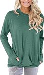 Angerella Womens Tops Long Sleeve Shirts Casual Loose Soft Green Sweatshirt Comfy Crewneck Tunic Fashion Fall Tops XXL