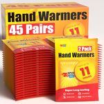 Hand Warmers (45 Pairs) - Up to 11 Hours of Heat, Super Long Lasting - Safe, Easy, All Natural - Air Activated, for Body, Hands & Toes - Odorless Hot Hand Warmer - Sport Temp