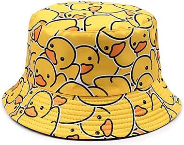 Malaxlx Rubber Duck Print Bucket Hat Beach Sun Hat Summer Travel Fishing Hat for Women Men