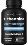L Theanine Supplement | Double-Strength L-Theanine Liquid Softgels with Vitamin D3, Organic Coconut Oil | Supports Mood, Relaxation, Sleep, Stress Relief | Vegan & Non-GMO | 60 Vegan Capsules