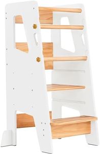 Toddler Standing Tower - Complete Toddler Kitchen Stool Helper - Ideal Kids Kitchen Step Stool for Learning New Skills - 2024 Design with Safety Feet - White