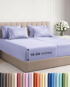 Extra Deep Split King Sheet Set - 7 Piece Breathable & Cooling Sheets - Hotel Luxury Bedding Set 18-24 Inch Extra Deep Pockets - Easy Fit, Super Soft, Wrinkle Free & Comfy - Lavender, Split King Size