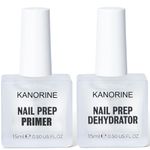 Kanorine Nail Primer & Nail Prep Dehydrate Set 15ml x2 Gel Nail Polish Bonding Helper Dehydrator & Bond Primer, Nail Protein Bond, Superior Bonding Primer for Acrylic Powder Long Lasting