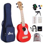 Winzz Kids Ukulele, Soprano Ukulele Beginners Set for Adults, Childs Ukulele Starter Kit with 9 Accessories, 21 Inches Ukulele Gifts, Red Colour