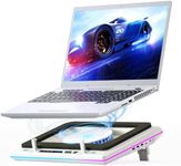 llano RGB Laptop Cooling Pad with Powerful Turbofan, Gaming Laptop Cooler with Infinitely Variable Speed,Touch Control,LCD Screen,Seal Foam for Rapid Cooling Laptop15-19in (White)