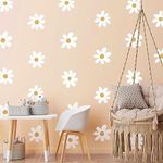 Daisy Wall Decals Boho Flower Wall Sstickers Baby Nursery Kids Room Girls Bedroom Wall Window Decor (White-Small)