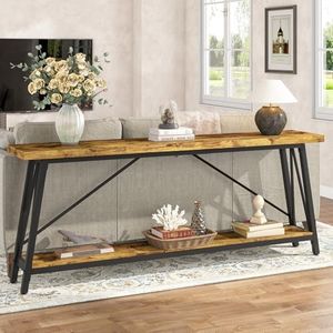 Tribesigns 70.9 Inches Extra Long Sofa Table Behind Couch, Industrial Entry Console Table for Hallway, Entryway & Living Room, Dark Brown