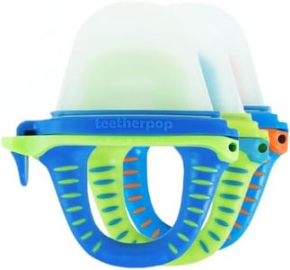 Teetherpop Fillable Silicone Teether for Babies – Breastmilk Popsicle Molds for Teething with Spill-Proof Sippy Slits – Freezable Baby Teethers for Liquids & Purées - Cooling Relief (3-Pack-Blues)