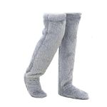 Snugglepaws Sock Slippers, Slipper Socks For Women, Barefoot Dreams Socks, Warm Over Knee Fuzzy Socks Home Socks (Grey)