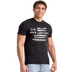 Hanes Men's Graphic Tee-Americana Collection, Black/White Flag/Black, Medium