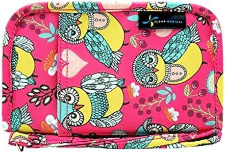 Sugar Medical Diabetes Supplies Case, Storage Bag for Glucose Meter, Test Strips, Lancet, Insulin, Insulin Pens and Other Diabetic Supplies (Pink Owl)