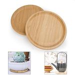 KBNIAN 2 Pcs Round Bamboo Plant Pot Trays, 20cm Plant Pot Saucer Durable Plant Pot Saucers Bamboo Plant Saucer Small Flower Pot Saucer Bamboo Trays for Most Plant Pot Flower Pot, Kitchen Coffee Table