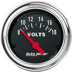 AUTO METER 2592 Traditional Chrome Electric Voltmeter Gauge 2.3125 in.