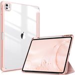 FINTIE Hybrid Case Compatible with iPad Pro 13 inch 2024 (M4), [Built-in Pencil Holder] Shockproof Cover w/Clear Transparent Back Shell, Auto Wake/Sleep, Rose Gold