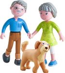 HABA 306147 Little Friends Play Set Grandparents, Bending Dolls & Animals from 3 Years, Colourful