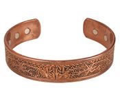 Touchstone handcrafted magnetic copper bracelet. Hand forged with solid and high gauge Tibetan style engraved cuff pure copper jewelry for women men. Awesome Celtic Design.