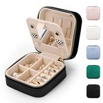 Etercycle Jewelry Box Organiser, Mini Velvet Jewelry Case with Mirror, Travel Jewelry Storage Box for Rings Earrings Necklaces Portable Jewellery Organizer (Black)