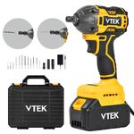 VTEK Impact Wrench Max Torque 400N.m, Cordless Brushless Power Impact Wrench 295 ft-lbs, 1/2 Impact Wrench Impact Gun for Car Tiers