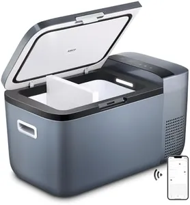 ICECO GO20 Portable Refrigerator, 20 Liter/21 Quart, DC 12/24 V, AC 100-240V, Small Fridge Freezer Cooler Mini, For Outdoor and Home Use, For CAR, Truck, Vehicle, Van, Camping, Picnic, 0℉～50℉ (Gray)
