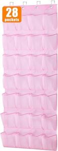 MISSLO Kids Over the Door Shoe Organizer Pink Hanging Shoe Rack Baby Toddler Hanging Shoe Organizer Cute Shoe Holder Girl Room Decor 28 Pockets