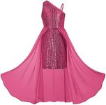 GRACE KARIN Pink Sequin Dress for Girls 10-12 Party One Shoulder Sparkle Party Dresses