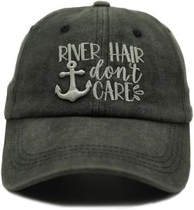 Jumsky River Hair Don't Care Baseball Caps for Women Washed Cotton Plain Trucker Hat Black