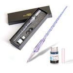 Levin THE NEXT LEVEL IN OFFICE STATIONERY Crystal Glass Dip Pen and Ink Set, Glass Calligraphy Pens With Ink And Holder,Crystal Signature Pen (Random Ink color And Pen Design)