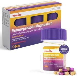 Timely Esomeprazole Magnesium 20mg Antacid Pills - Stomach Acid Reducer, Frequent Heartburn Relief & Acid Reflux Medicine - 24 Hour Esomeprazole Delayed Release Capsules - 42 Count